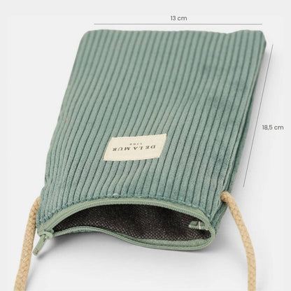 Kleine De La Mur Jade Handytasche aus blaugrünem Cord