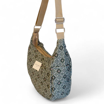 De La Mur Luna Ariel Tasche mit geometrischem Muster in Grüntönen, Seitenansicht