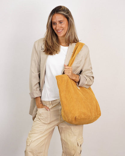 De La Mur Mais großer Breitcord Shopper in Senfgelb