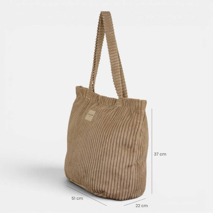 De La Mur Moka großer Breitcord Shopper in Beige