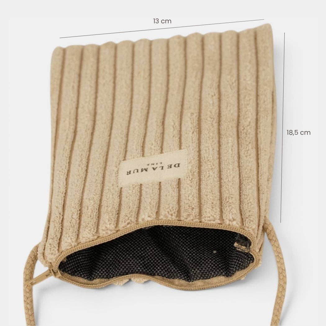 Kleine De La Mur Mokka Handytasche aus beigem Cord
