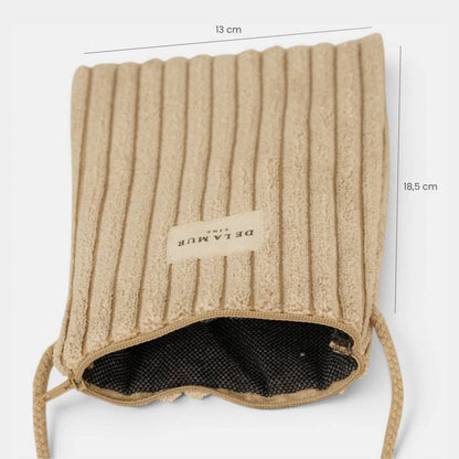 Kleine De La Mur Mokka Handytasche aus beigem Cord