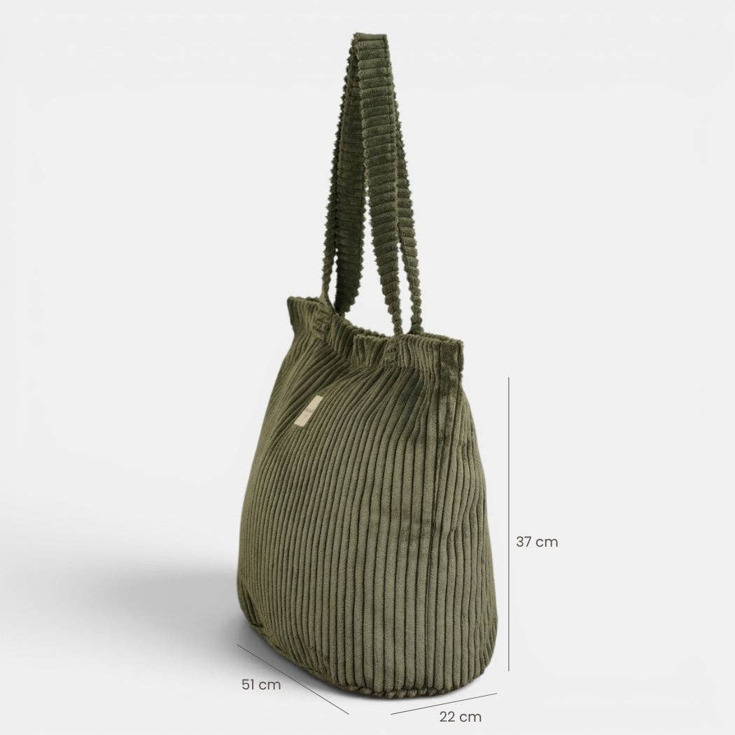 De La Mur Musgo großer Breitcord Shopper in Moosgrün