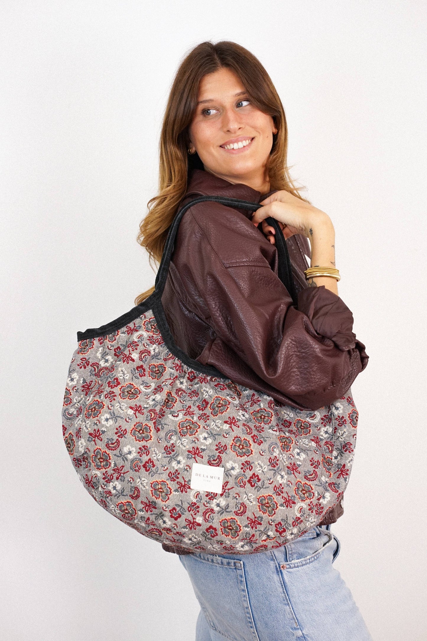 De La Mur Nira Paspeltasche aus floralem Jacquard