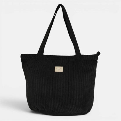 Große Shopper-Tasche Nit von De La Mur aus schwarzem Cord mit langen Schultergriffen
