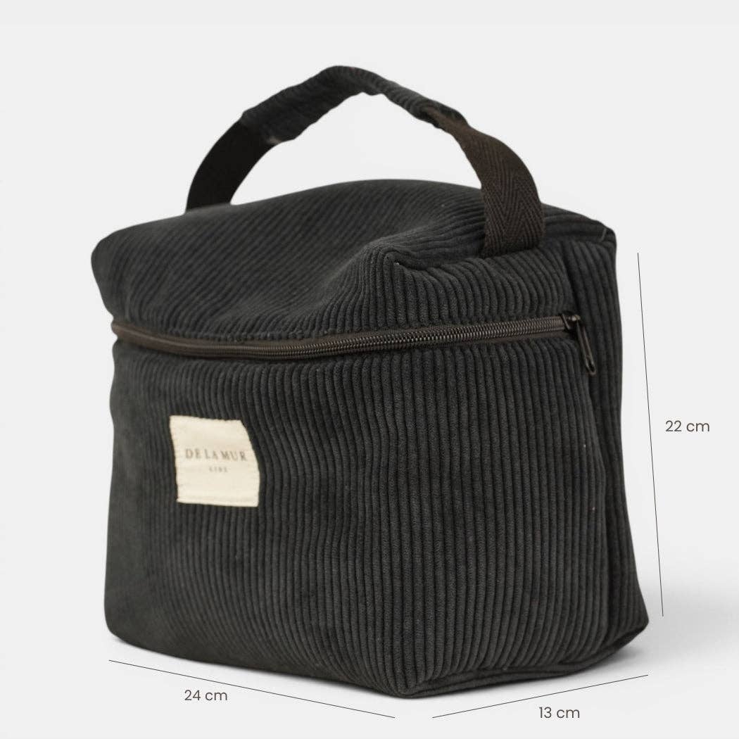 Große De La Mur Nit Kosmetiktasche aus schwarzem Cord