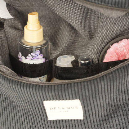 Große De La Mur Nit Kosmetiktasche aus schwarzem Cord