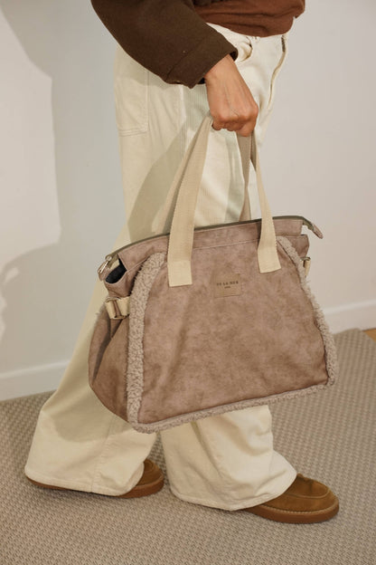Große De La Mur Noce Tasche in Taupe und Beige