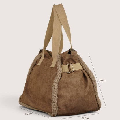 Große De La Mur Noce Tasche in Taupe und Beige