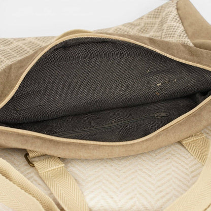 Mittelgroße De La Mur Pant Umhängetasche aus grau-beigem Jacquard