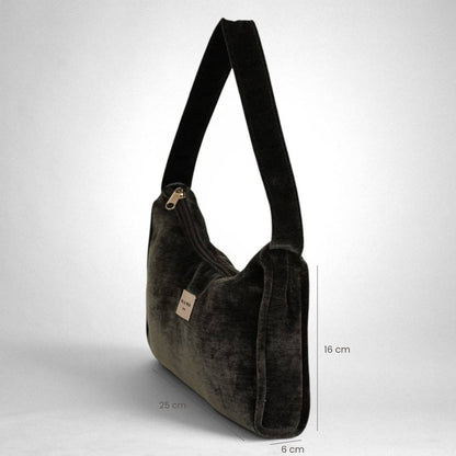 De La Mur Party-Schultertasche aus schwarzem Samt