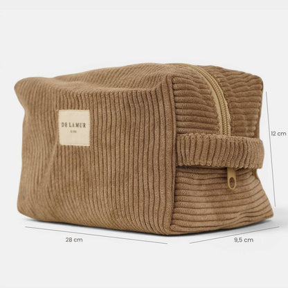 Mittelgroße De La Mur Toast Kosmetiktasche aus beigem Cord