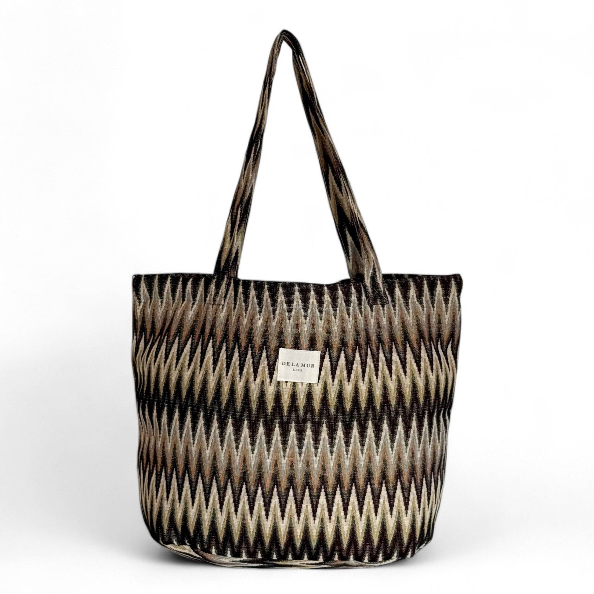 De La Mur Skan Shopper mit Zackendesign in Beige, Braun und Schwarz