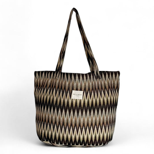 De La Mur Skan Shopper mit Zackendesign in Beige, Braun und Schwarz
