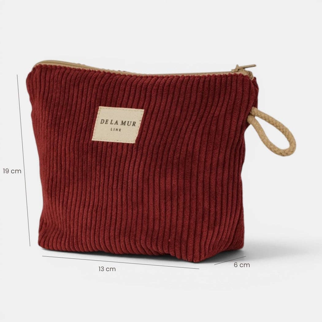 Kleine De La Mur Arde Kosmetiktasche aus bordeauxrotem Cord