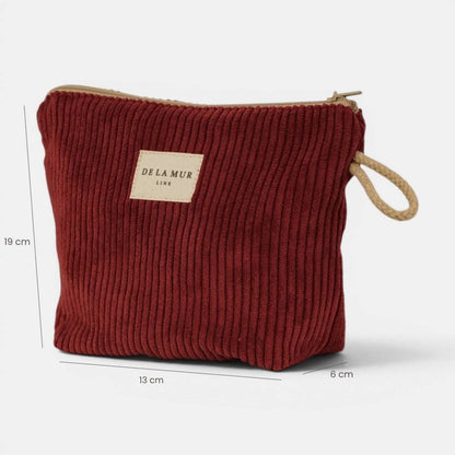 Kleine De La Mur Arde Kosmetiktasche aus bordeauxrotem Cord