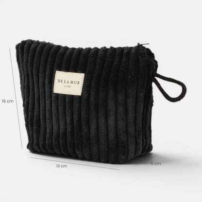 Kleine De La Mur Curly Kosmetiktasche aus schwarzem Breitcord