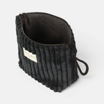 Kleine De La Mur Curly Kosmetiktasche aus schwarzem Breitcord