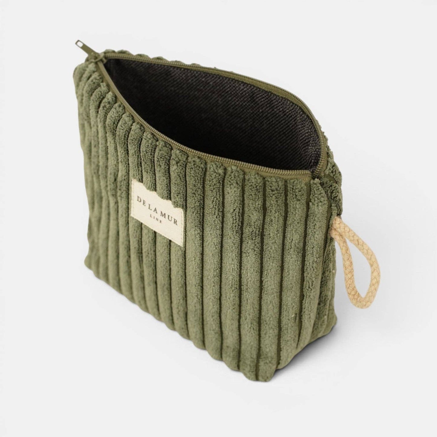 Kleine De La Mur Musgo Kosmetiktasche aus moosgrünem Breitcord