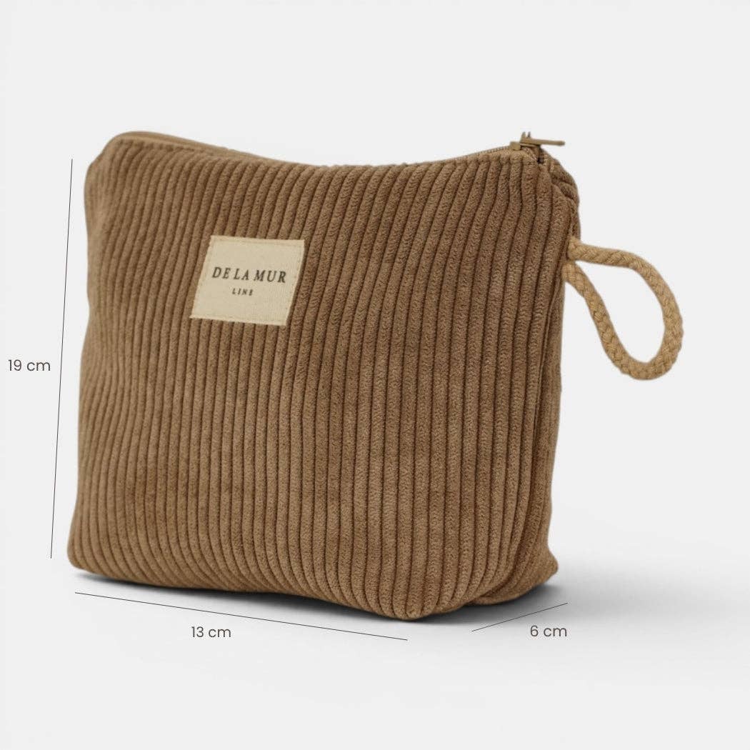 Kleine De La Mur Toast Kosmetiktasche aus beigem Cord