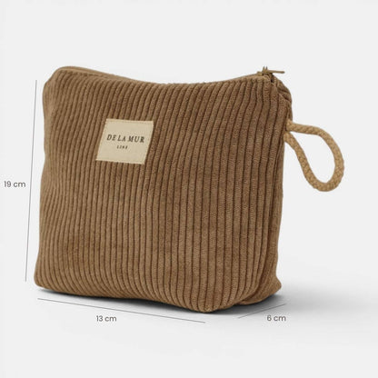 Kleine De La Mur Toast Kosmetiktasche aus beigem Cord