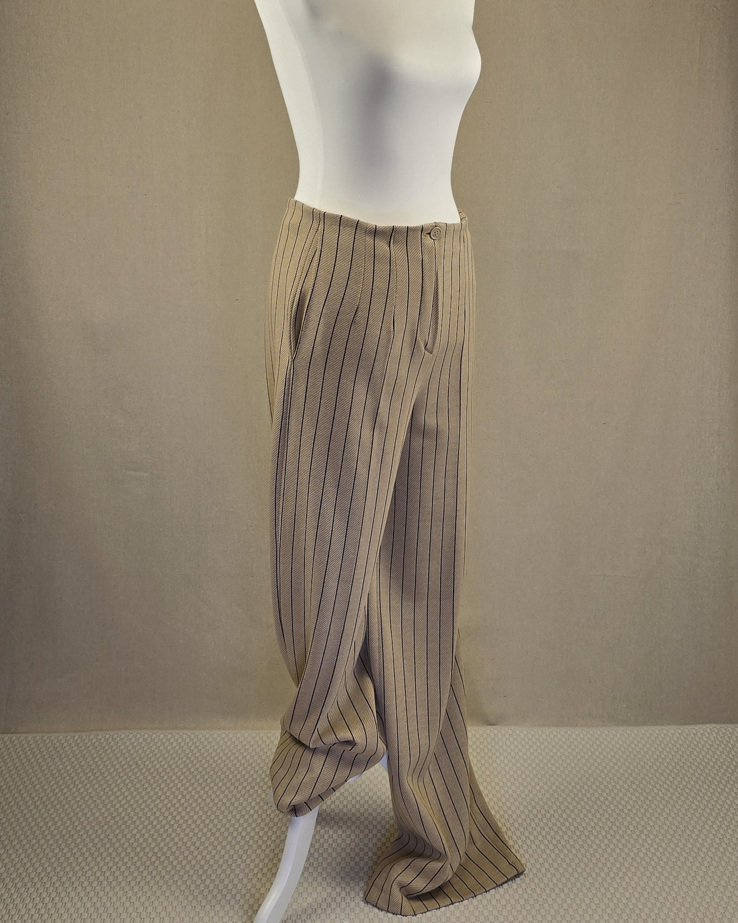Eleonora Amadei Nadelstreifhose Beige – Made in Italy