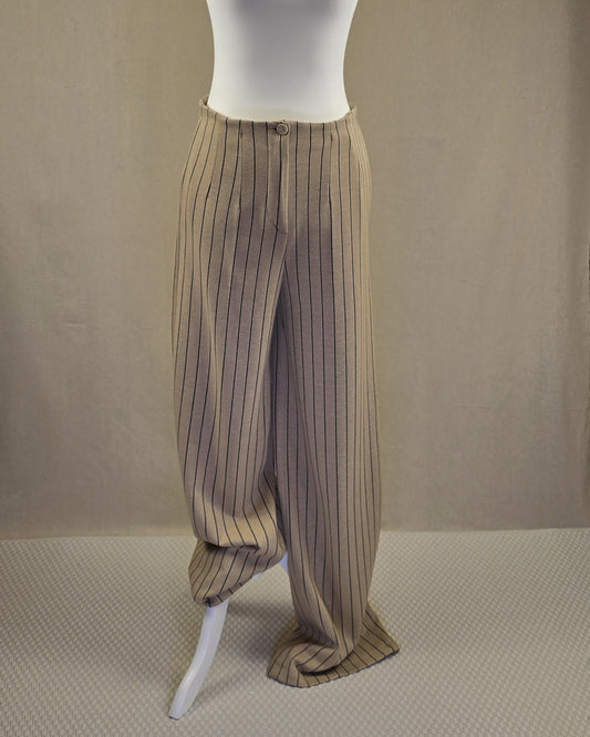 Eleonora Amadei Nadelstreifhose Beige – Made in Italy