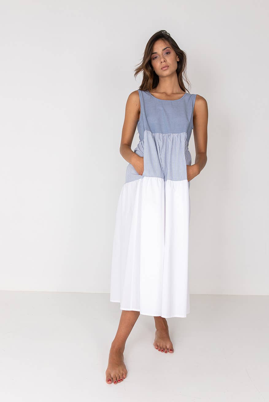 luftiges Sommerkleid aus Öko-Tex zertifizierter Baumwolle mit Muster – Vorderansicht