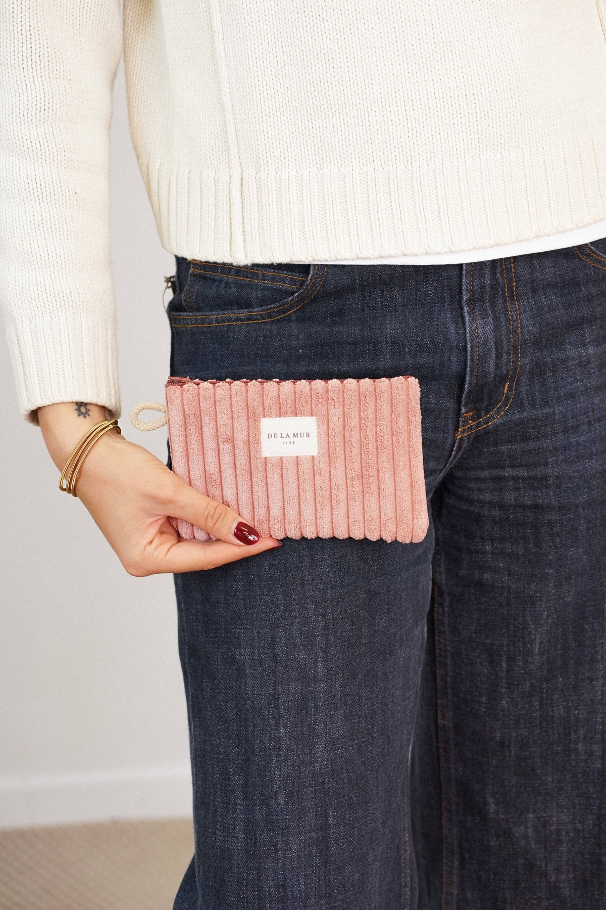 Mini De La Mur Crepe Kosmetiktasche aus rosa Breitcord