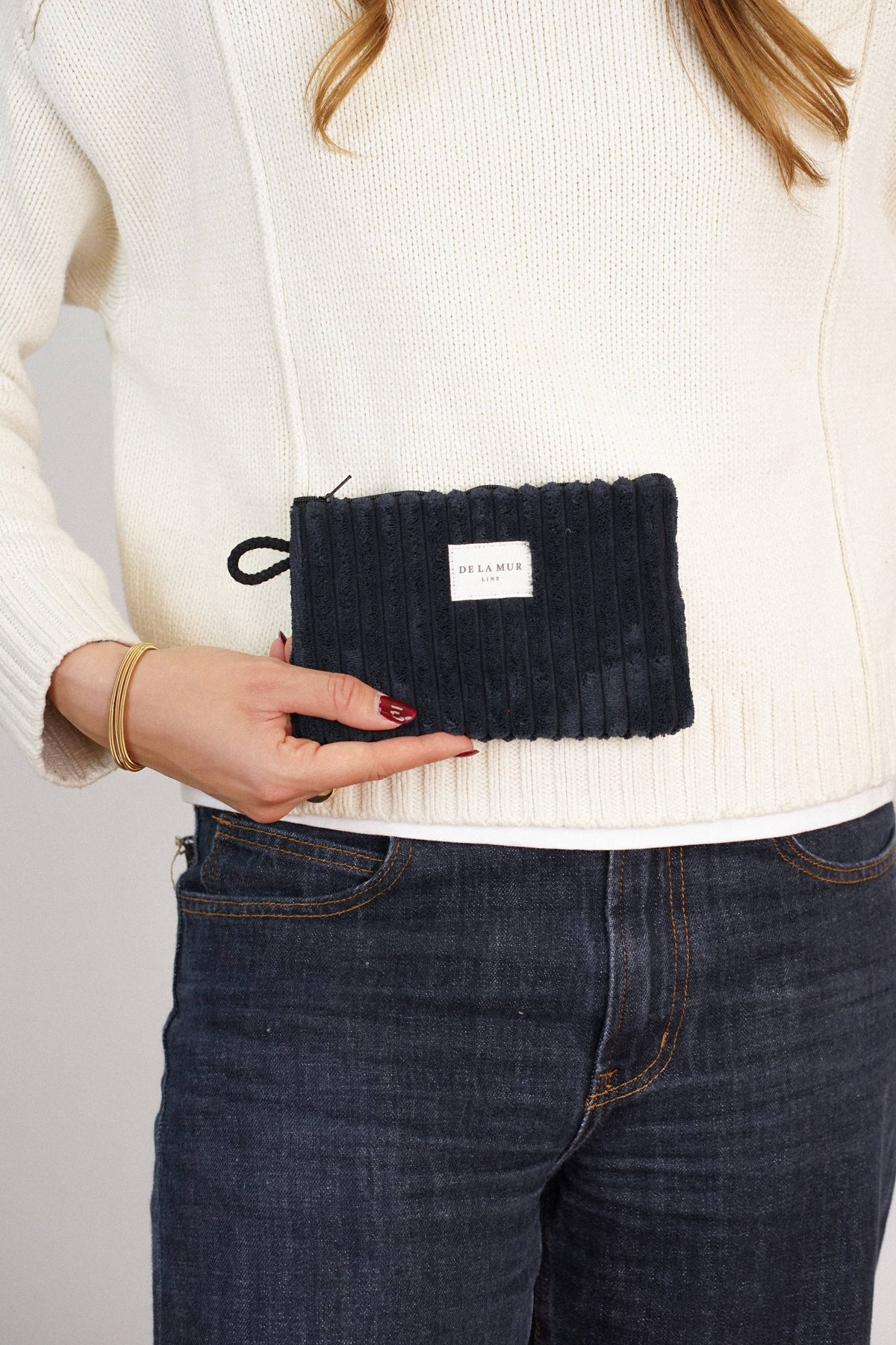 Mini De La Mur Curly Kosmetiktasche aus schwarzem Breitcord