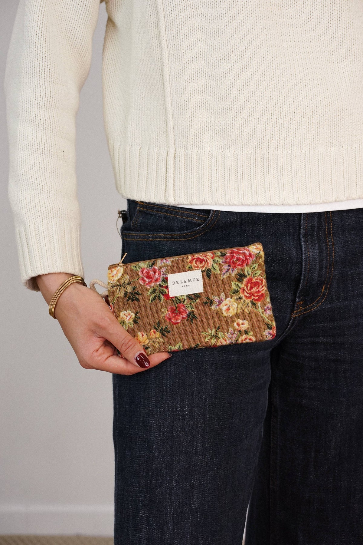 Mini De La Mur Esme Kosmetiktasche aus floralem Jacquardstoff