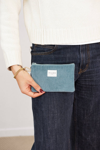 Mini De La Mur Jade Kosmetiktasche aus blaugrünem Cord