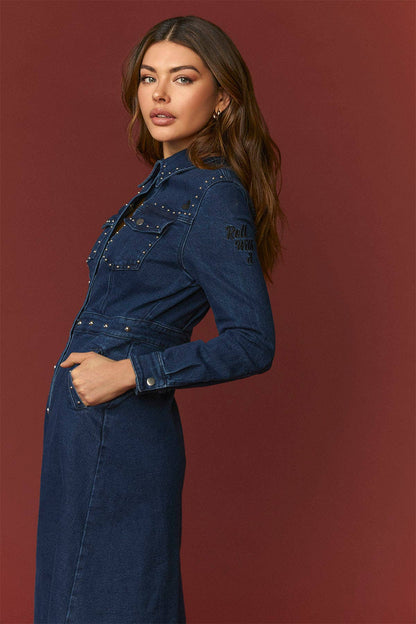Minueto Jeanskleid Roll in Dunkelblau
