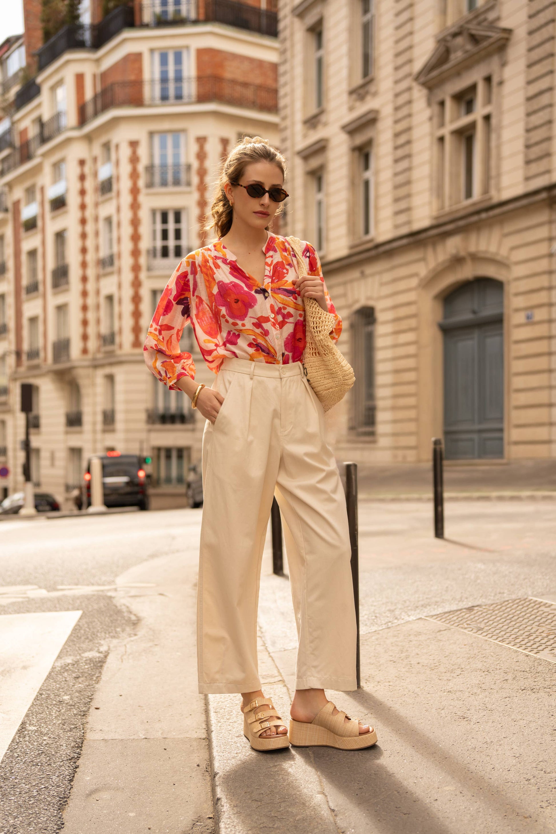 Sommerlicher Look mit Saint Tropez Bluse in Orange und Pink