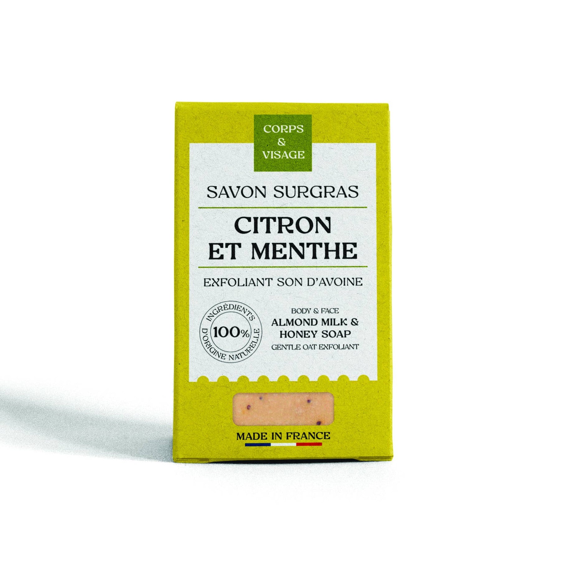 Rückfettende Peelingseife Citron und Menthe von Les Essentiels für Gesicht, Körper und Hände