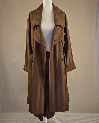Vintage Zweiteiler von Sonja Marohn – Mantel & Hose im braunen Streifenlook, Gr. 40