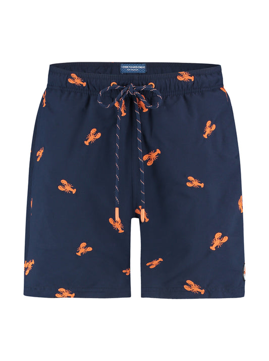 A Fish Named Fred Swimshort Lobster Embroidery Navy