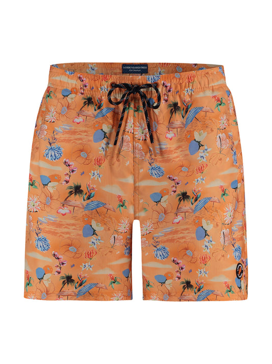 A Fish Named Fred Swimshort Tropical Set Coral