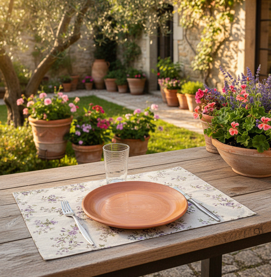 De La Mur Tischset Pun mit Blumenmuster in Lila und Grün