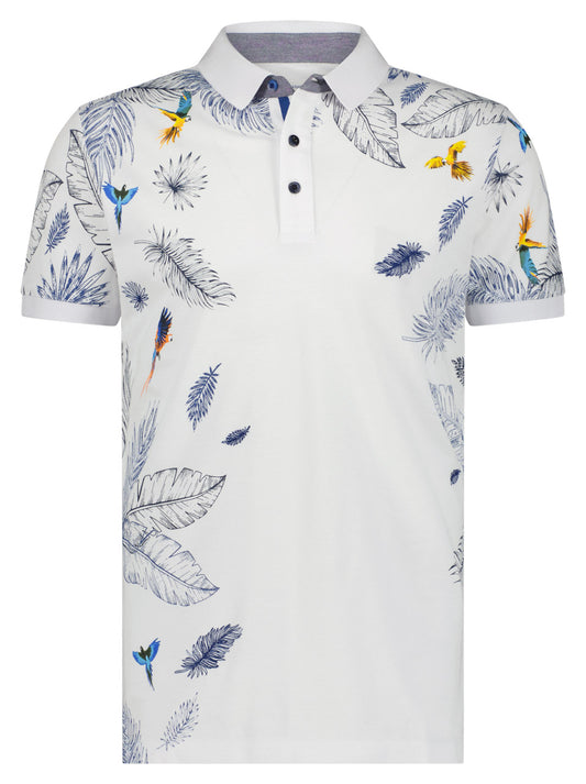 A Fish Named Fred Polo Leaf Embroidery White